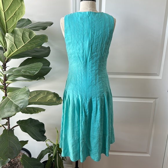 Ralph Lauren Dress, Linen, Turquoise, Size 6, Drop Waist - Picture 5 of 9